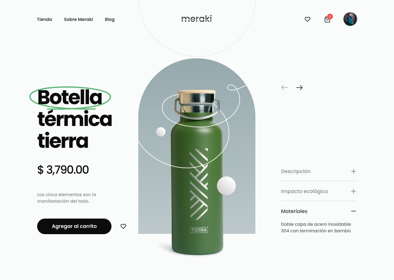 Eco-friendly bottles product page
