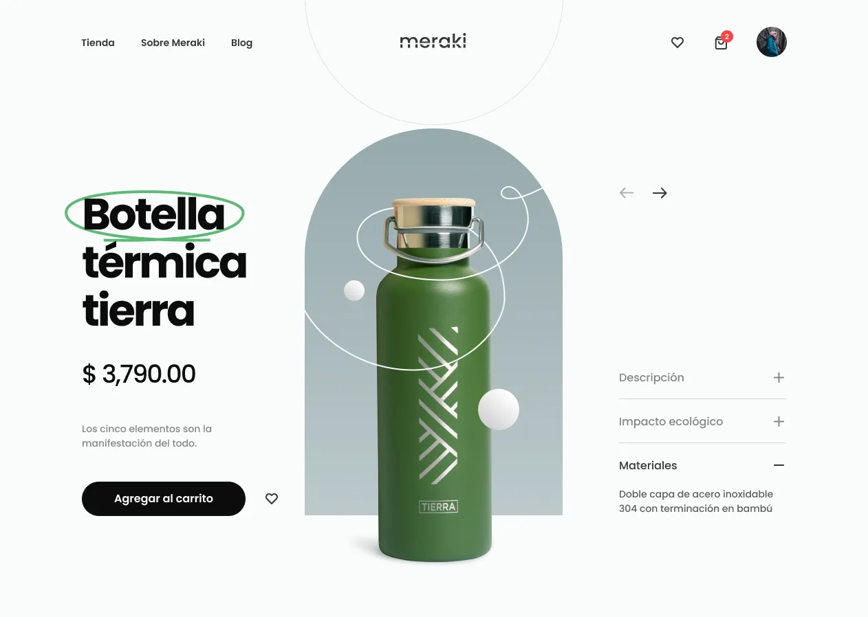 Eco-friendly bottles product page